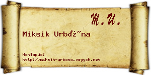 Miksik Urbána névjegykártya